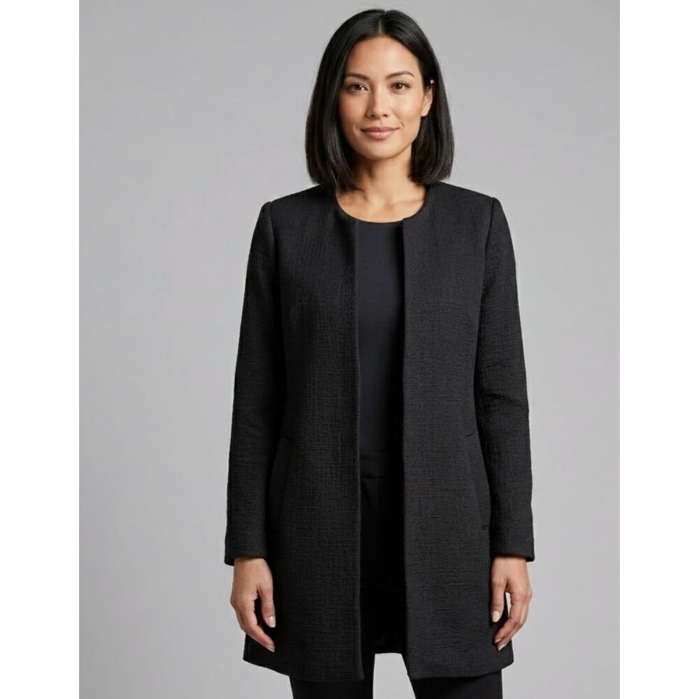 New Carolina Belle Montreal Open Front Textured Black Coat Women's Size Medium